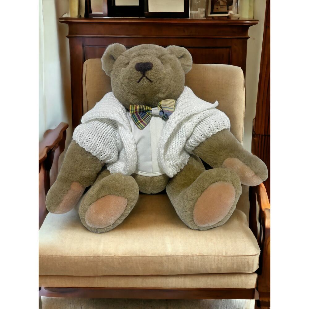 Gund Teddy Bear Plush With Bow Tie and White Sweater 12 Inches